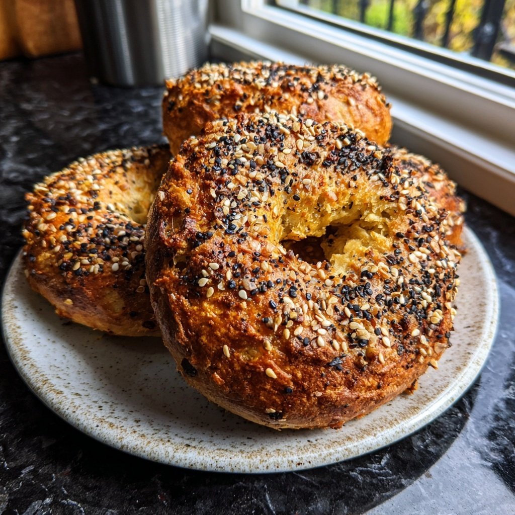 Protein Bagels with Sesame Seeds Crispy