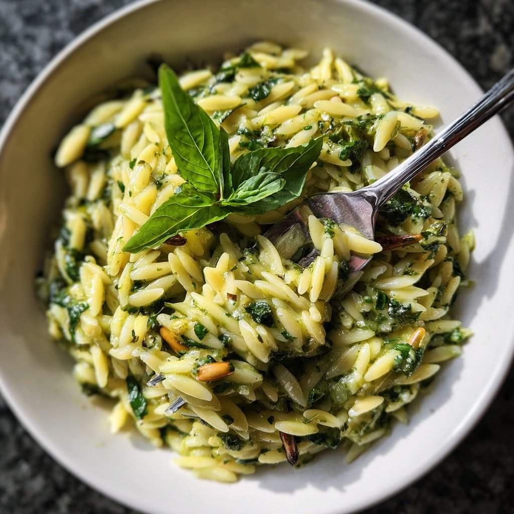 Kale Pesto Orzo Skillet