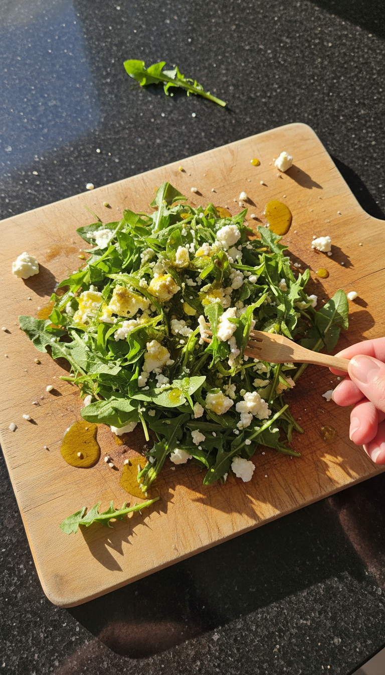 Dandelion Greens and Feta Toss