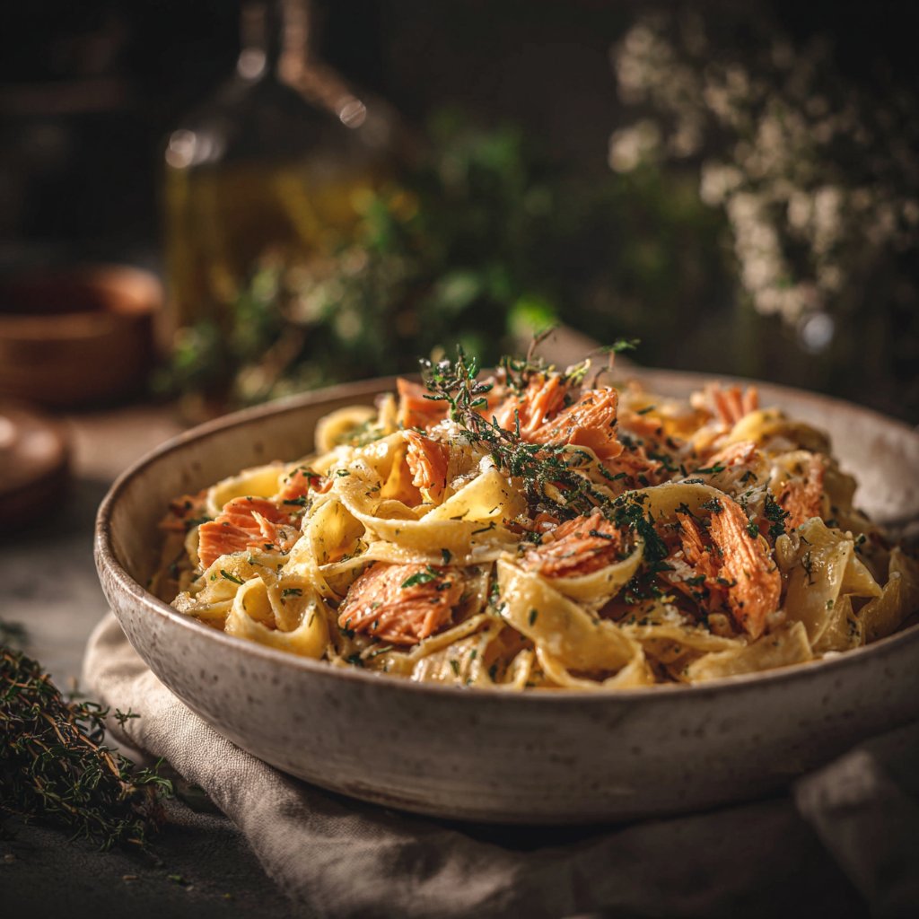 Thyme-Infused Salmon Pasta Delight