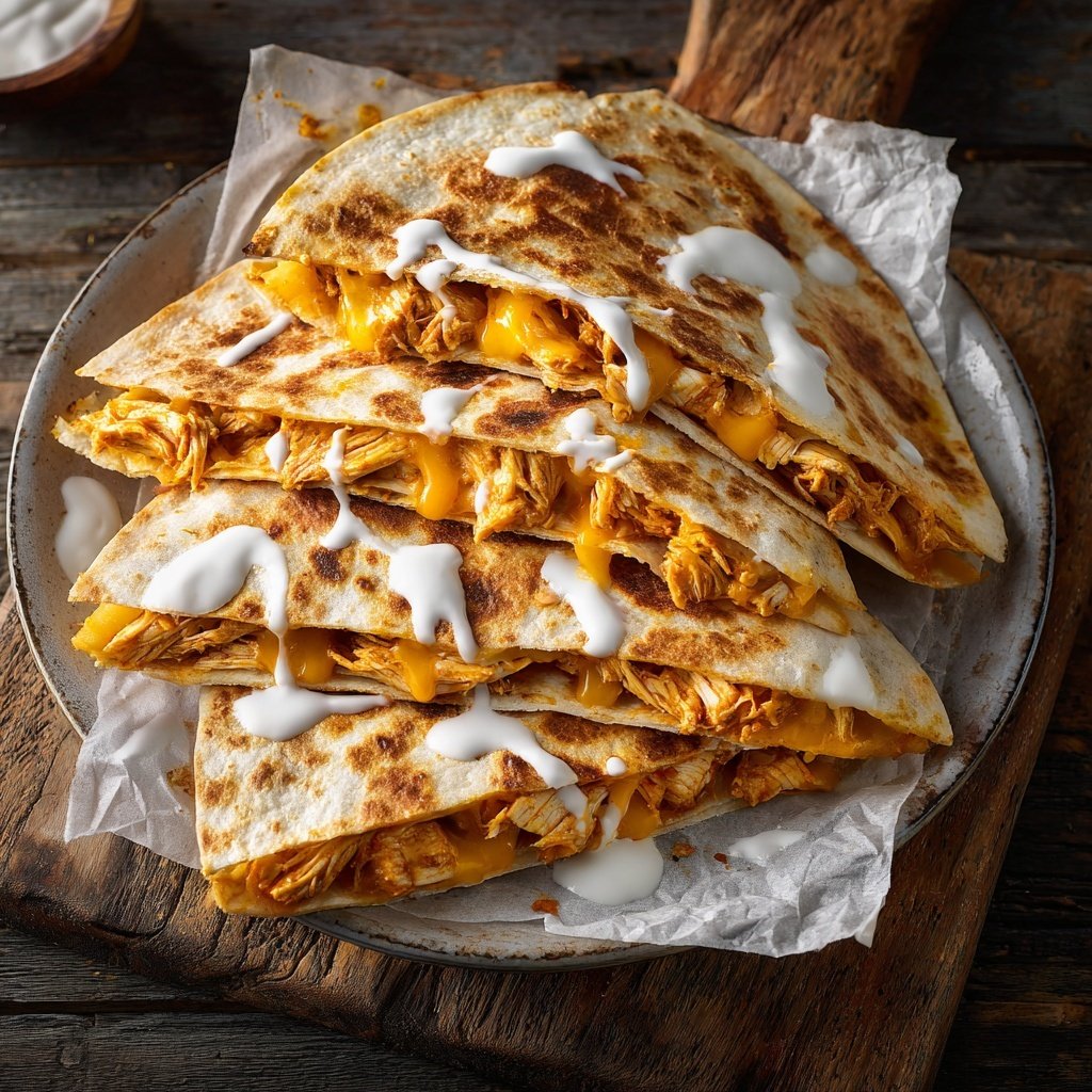 Buffalo Chicken Quesadillas with Ranch