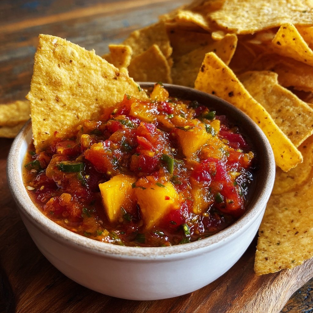 Peach Jalapeño Salsa with Tortilla Chips