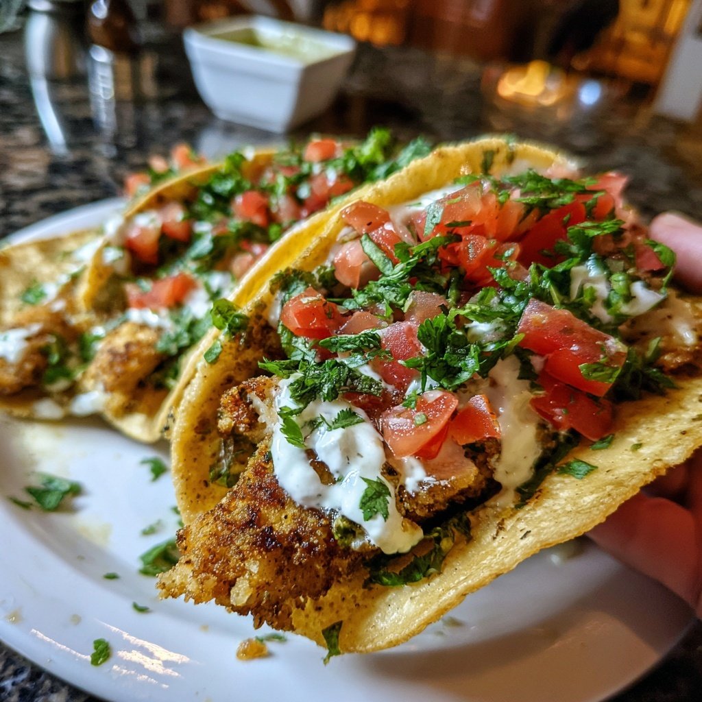 Fish Tacos with Lime Crema