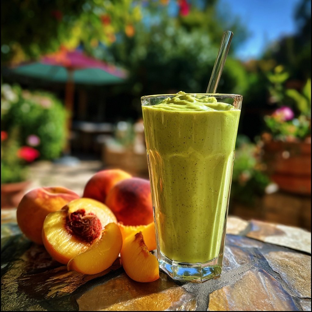 Peach Avocado Green Smoothie