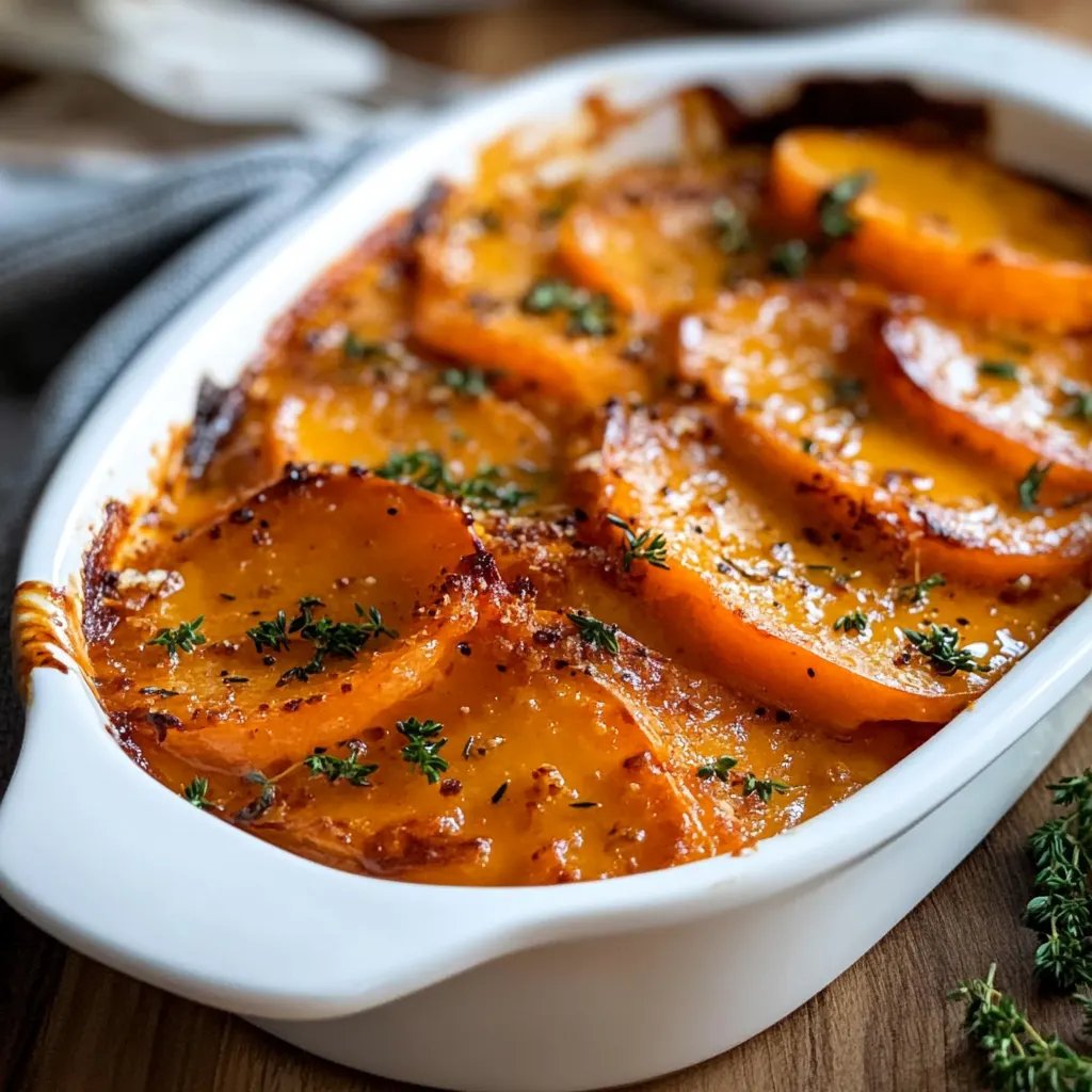 Creamy Garlic Butter Sweet Potato Bake