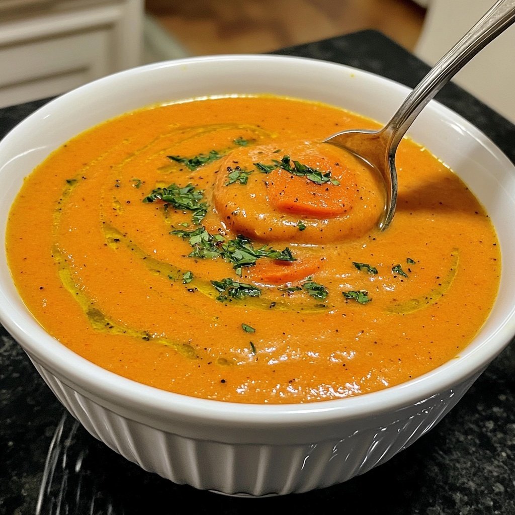 Healthy Vegan Roasted Carrot Soup