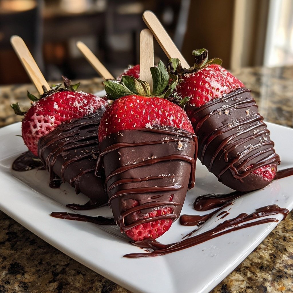 Chocolate-Covered Strawberry Popsicles