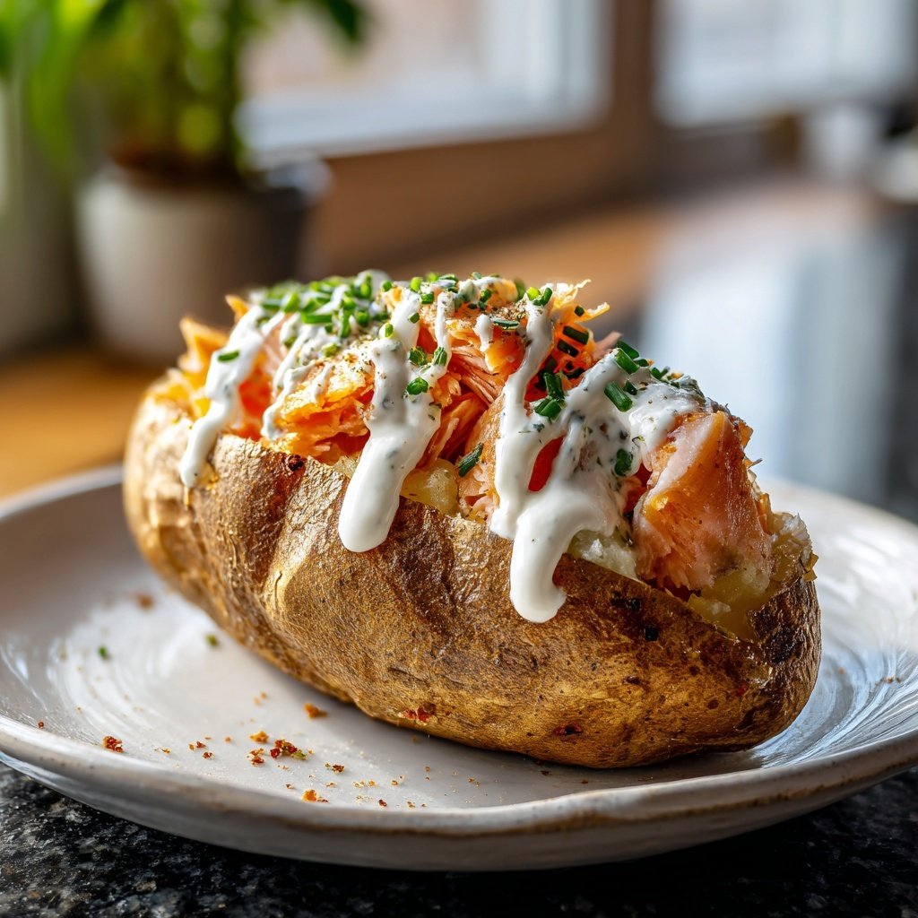 Classic Baked Potato with Salmon