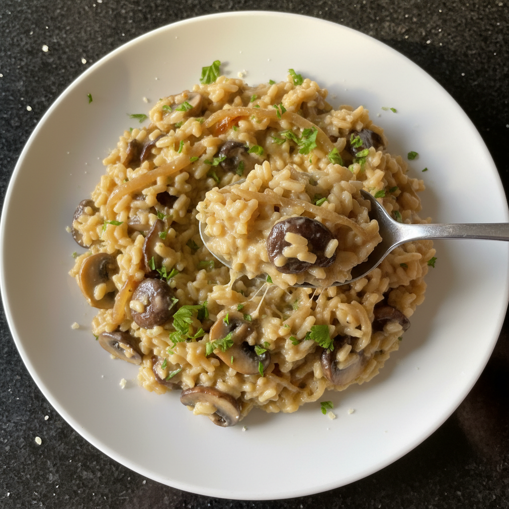 Sautéed Mushroom and Caramelized Onion Risotto