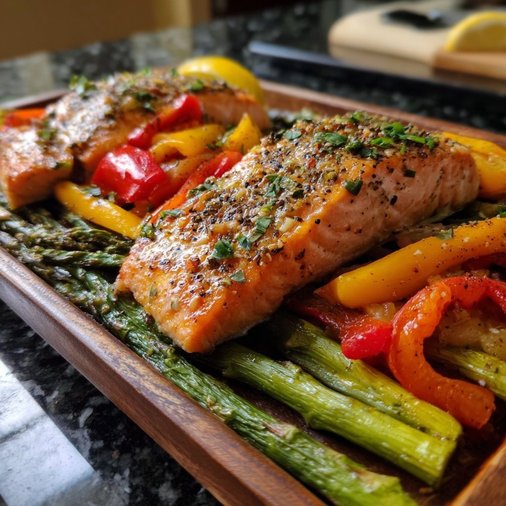 One Pan Salmon Veggies