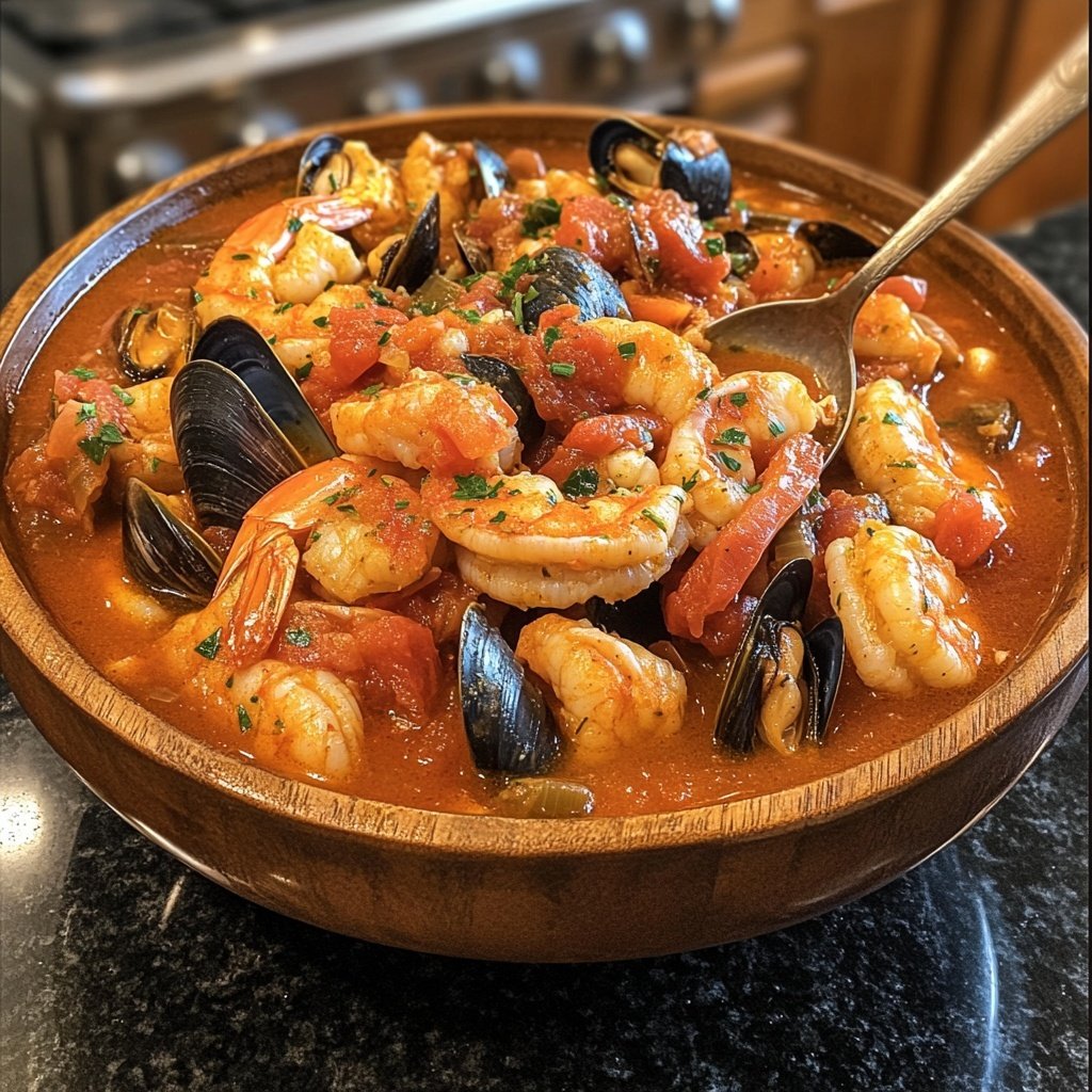 Cioppino Seafood Stew with Tomato Broth
