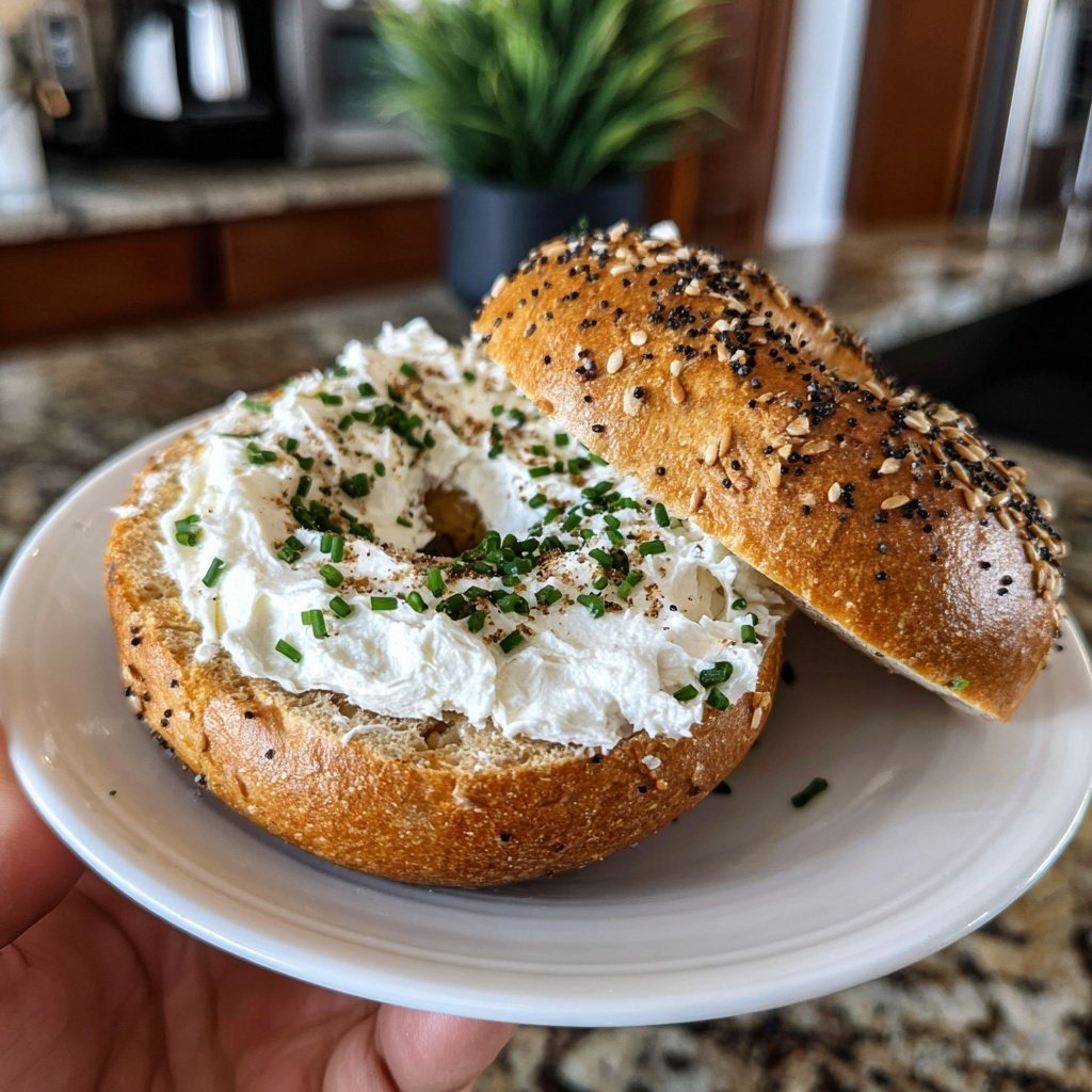 High Protein Bagels with Cream Cheese Spread
