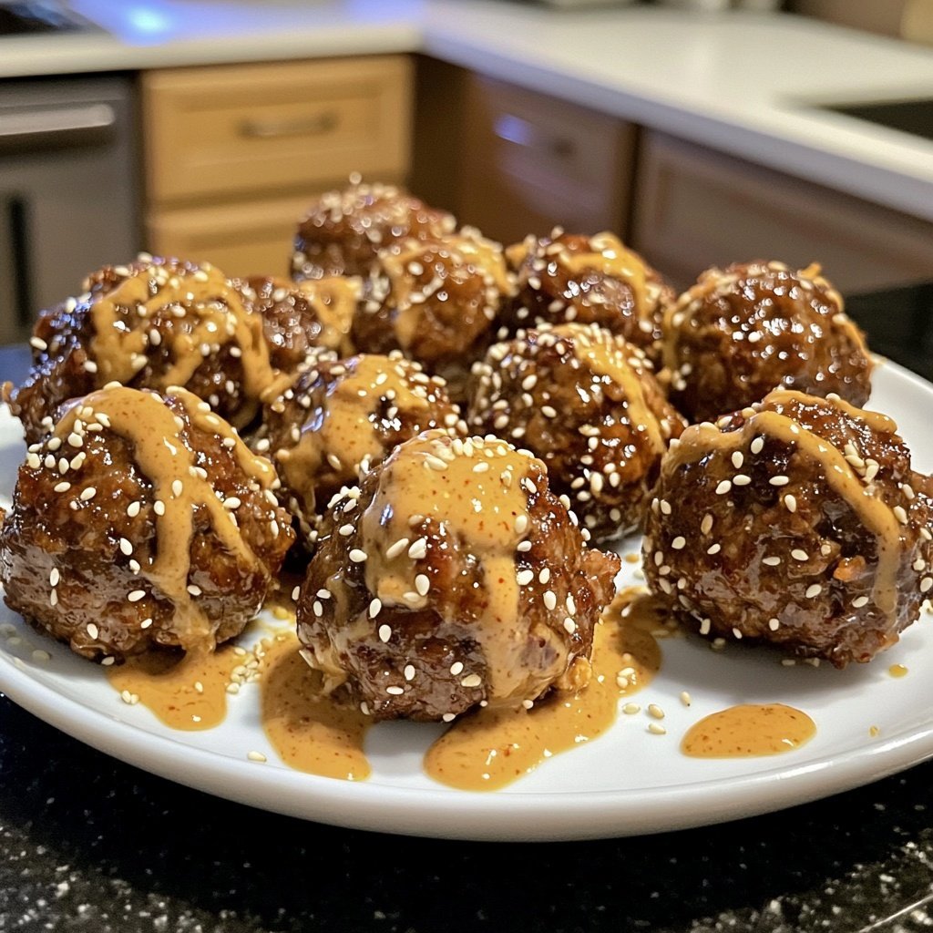 Korean BBQ Meatballs with Spicy Mayo Dip