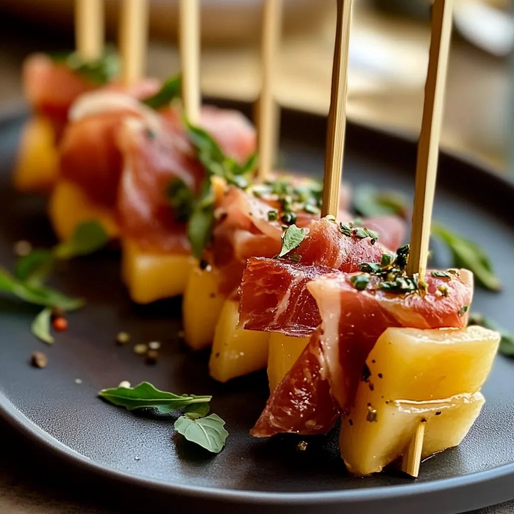 Prosciutto and Melon Skewers