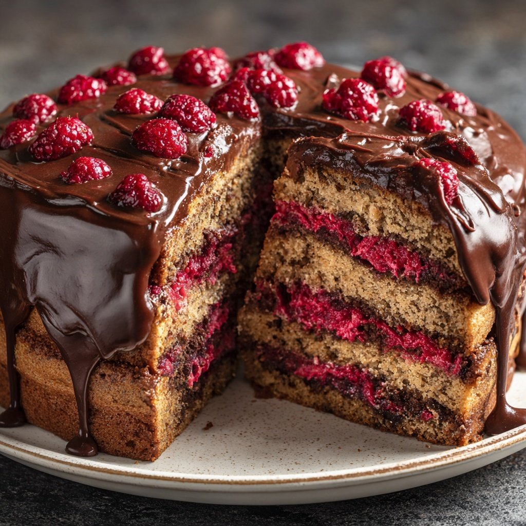 Chocolate Raspberry Banana Cake