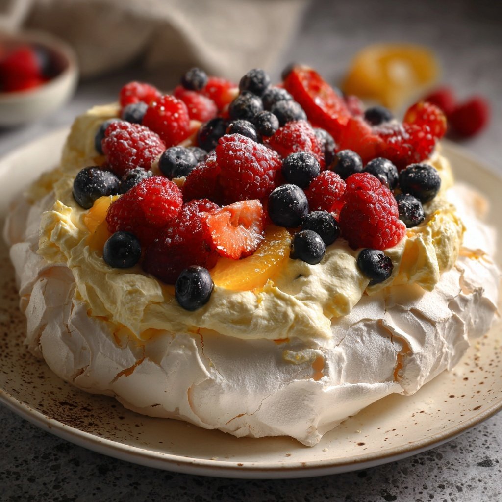 Festive Citrus Pavlova with Berries