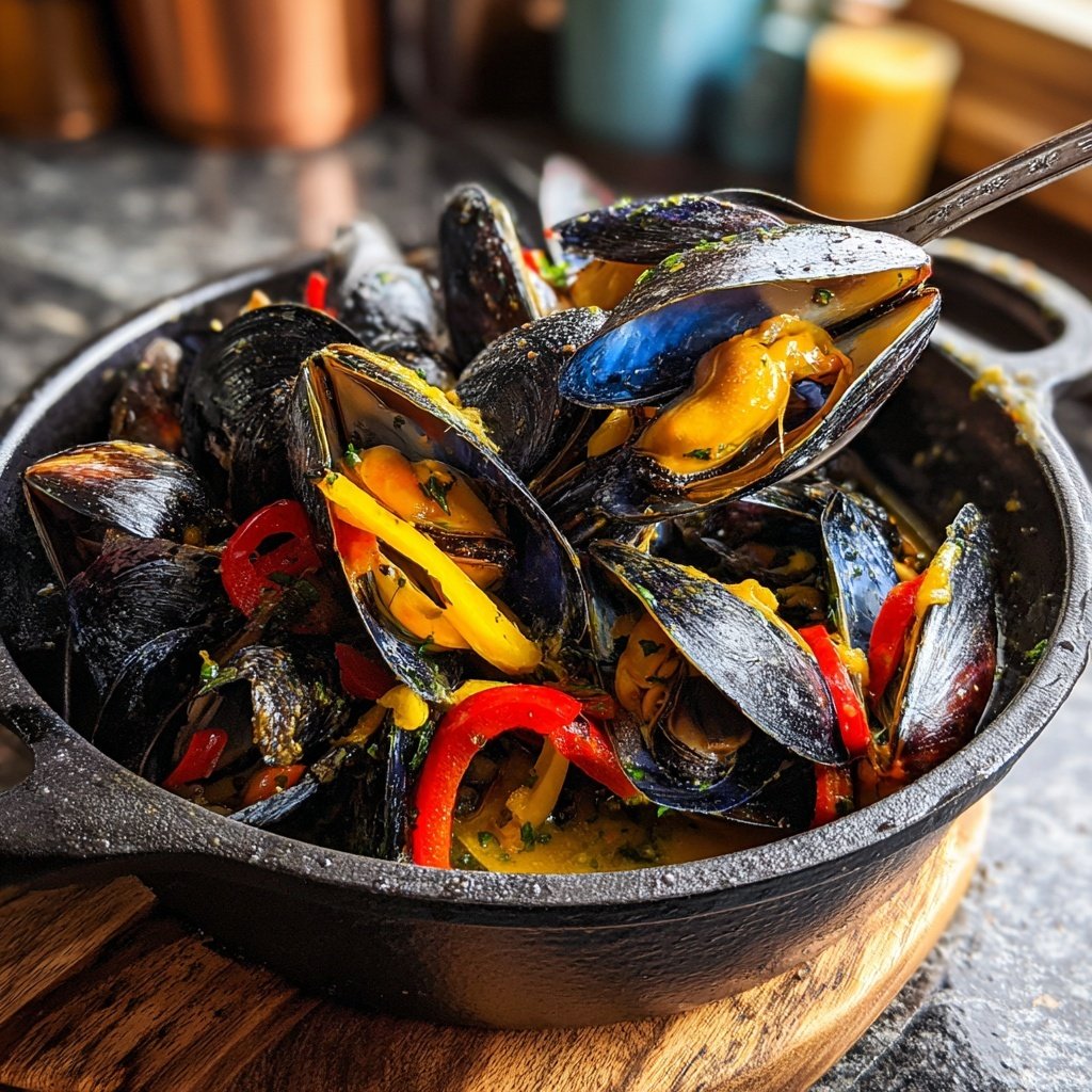 Steamed Mussels with Peppers
